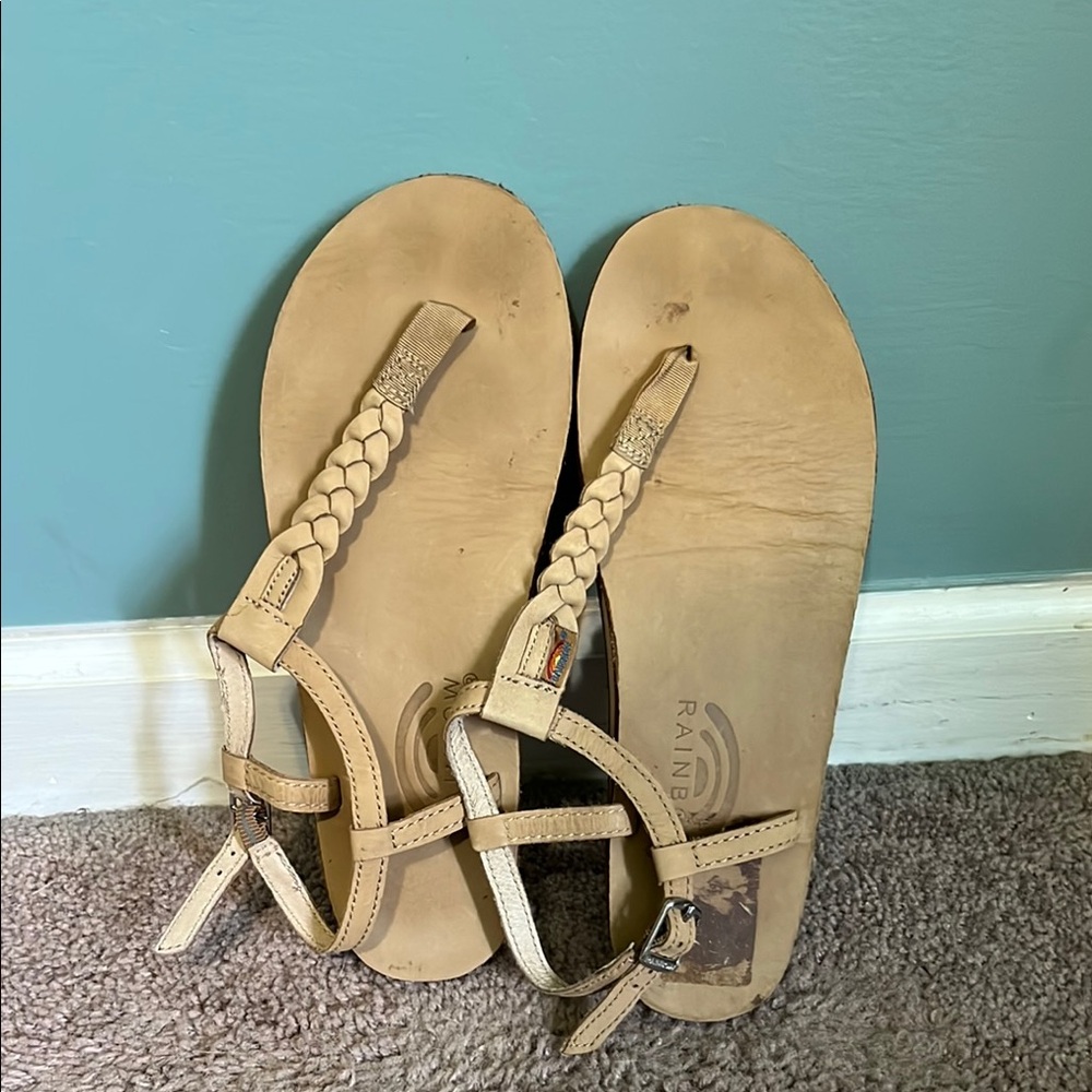 Rainbow Women's Cream Braided Sandals